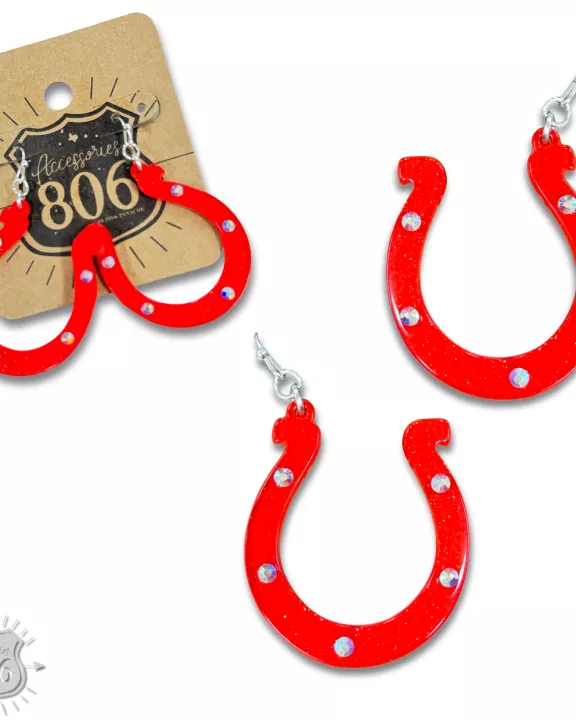 Red horseshoe earring