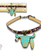 Steer head choker with Austrian crystals