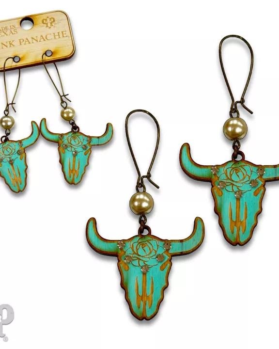 Steer head earring with Austrian crystals