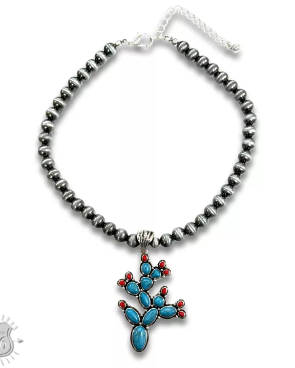Prickly pear cactus necklace