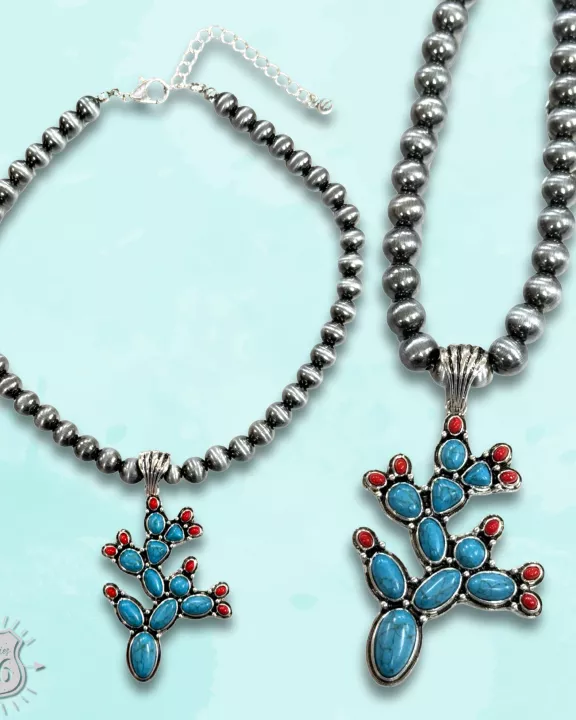 Prickly pear cactus necklace