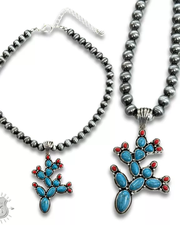 Prickly pear cactus necklace