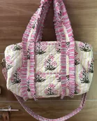Ruffled Garden Block Print Quilted Bag Collection (shipping estimate 9/22)