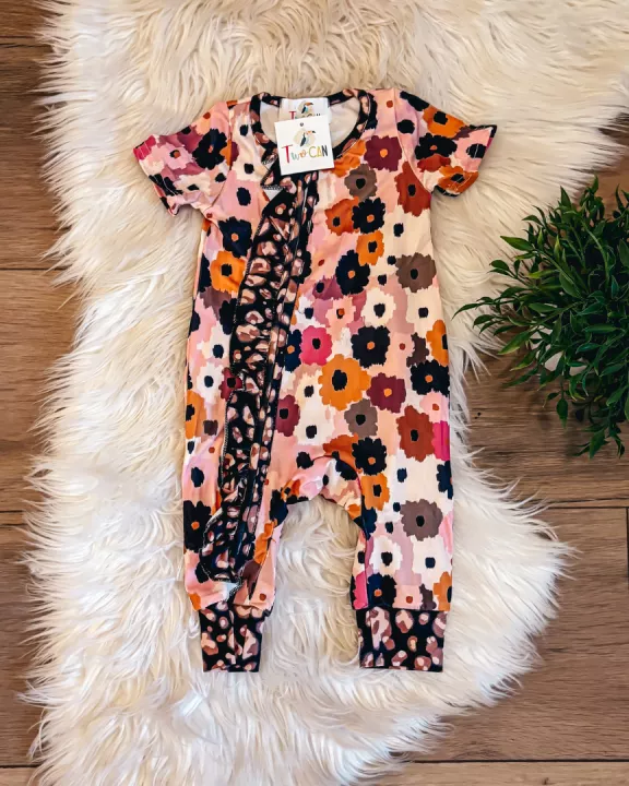 Leopard Floral Zip Up Romper by TwoCan