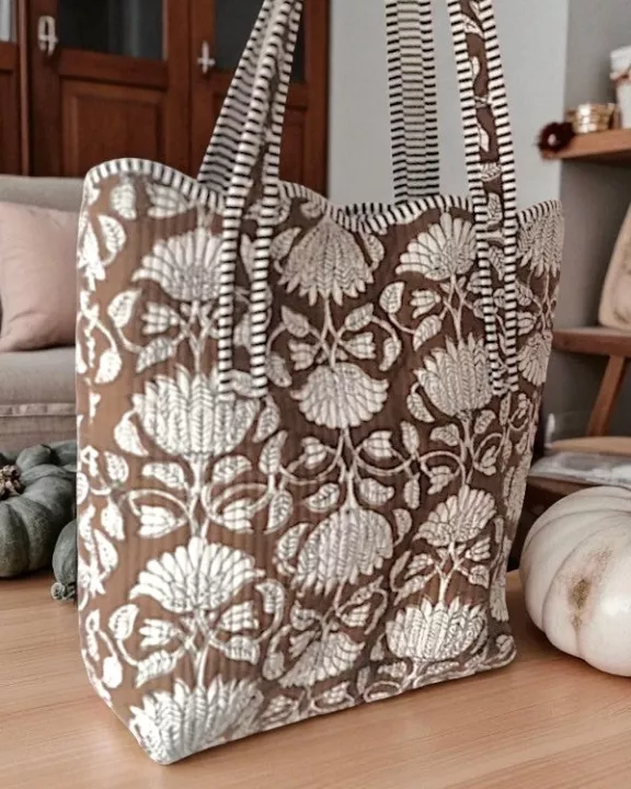 ETA 9/15 -  Maple Blossom Brown Scalloped Tote Bag