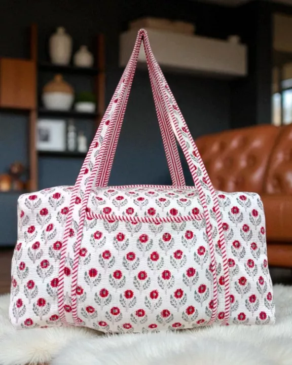 ETA 9/10 - Sullivan Red and White Floral Duffle Bag