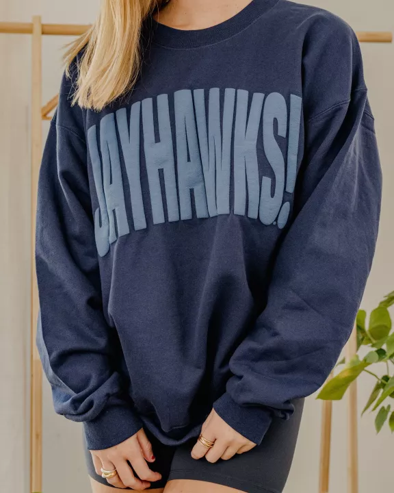 KU Jayhawks Mono Puff Ink Navy Sweatshirt