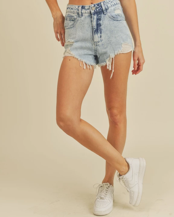 Distressed Short Acid Blue