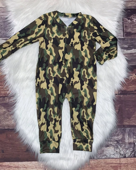 Zip-Up Romper Green Camo