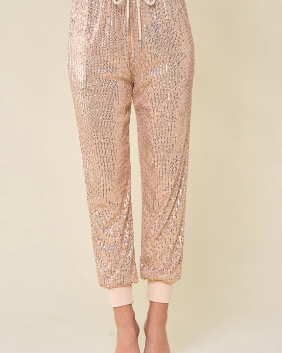 SIP6105A ROSEGOLD SEQUINS JOGGER PANTS