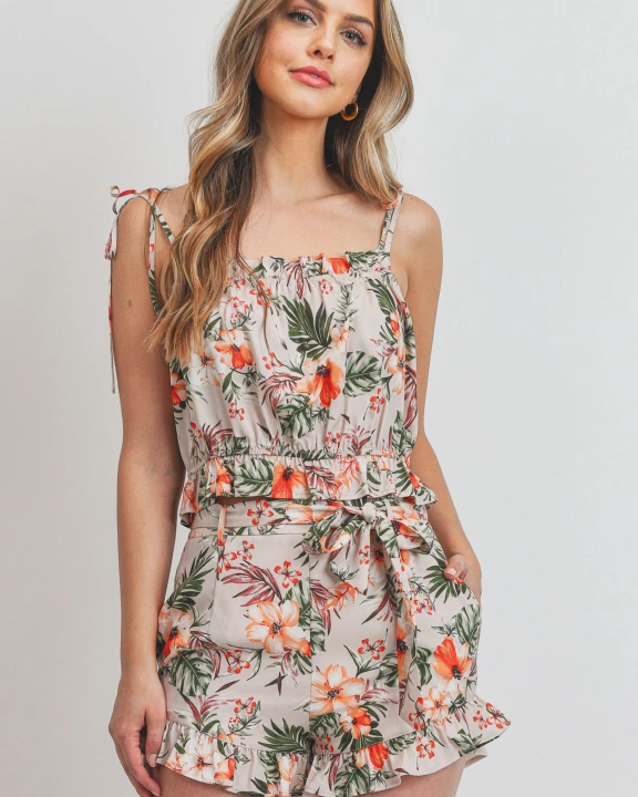 Ruffle Crop Top and Ruffle Short Set