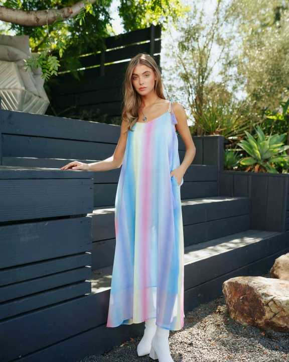 Ombre Tassle Tie Maxi Dress