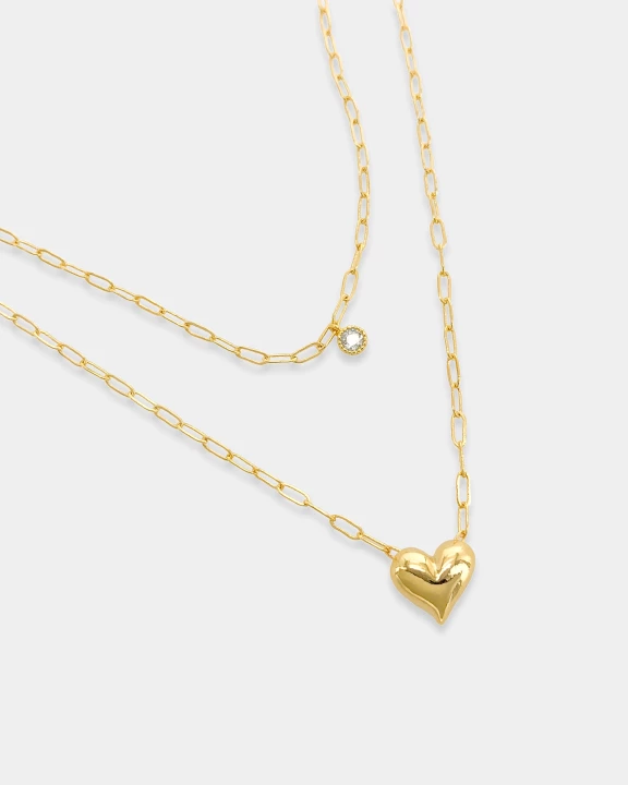 Double Layer Dainty Heart Necklace