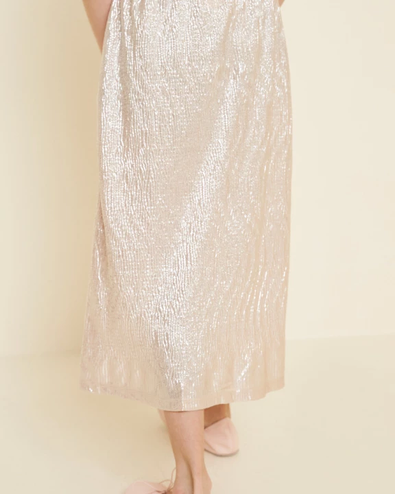Girls Crinkled Metallic Midi Skirt