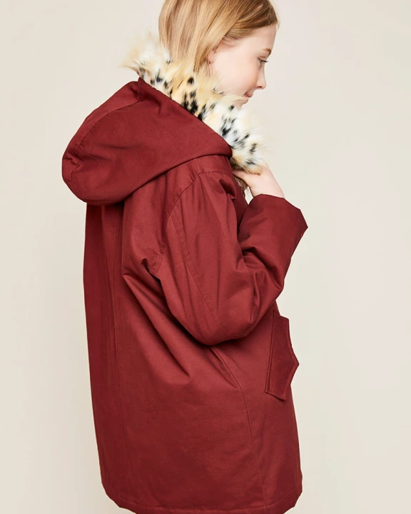 Girls Cargo Jacket with Fur Trim