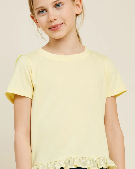Girls Embroidered Ruffle Daisy Tee
