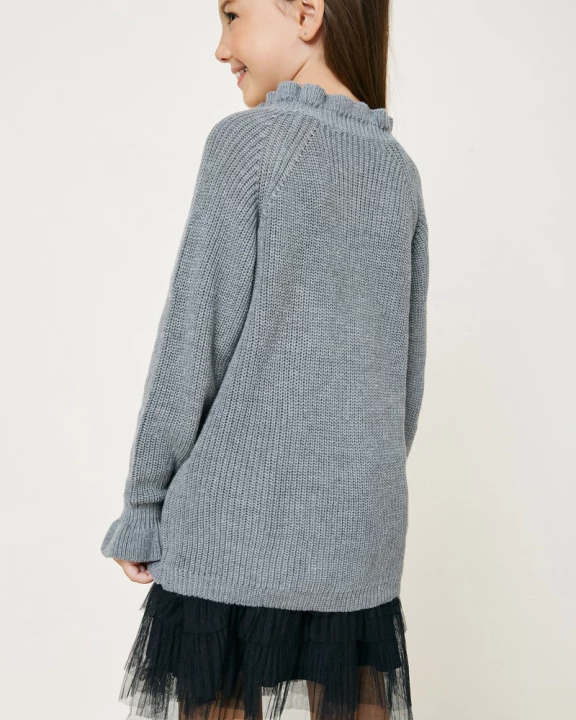 Girls High Neck Ruffle Sweater Top