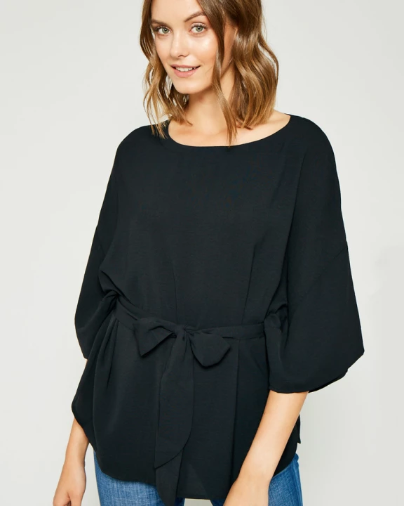 Womens Short Sleeve Front Tie Blouse