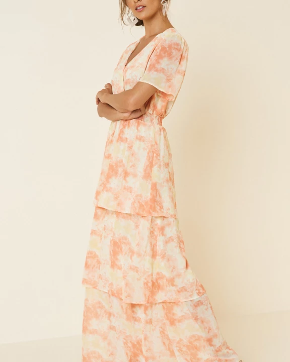Womens Tie Dye Tiered Maxi Dress