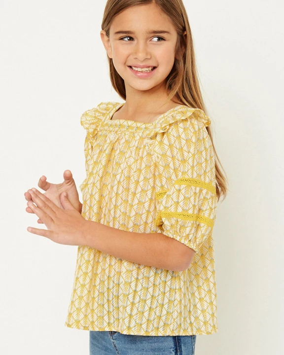Girls Printed Puff Sleeve Tunic