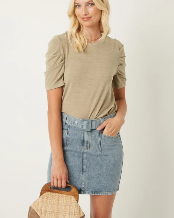 Womens Belted Denim Skirt