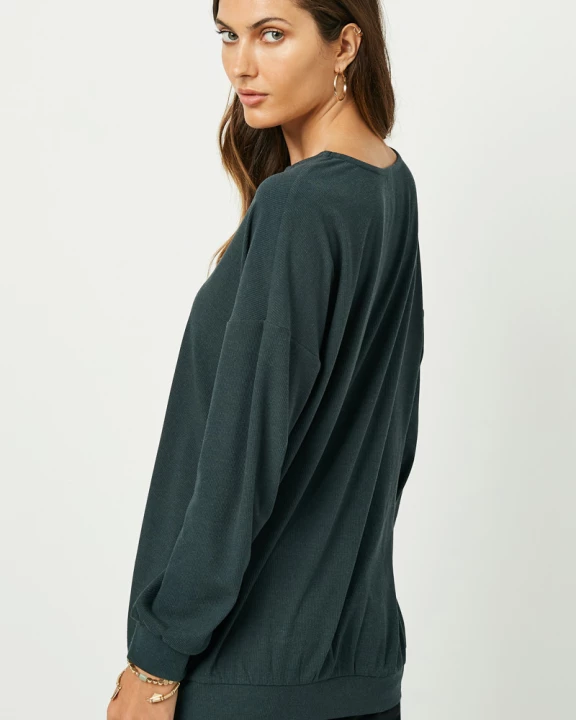 Womens Ribbed Knit Criss Cross Tee