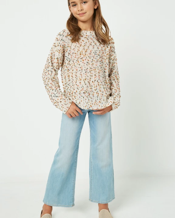Girls Textured Confetti Knit Sweater