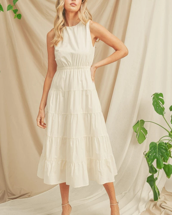Open Back Waist Sleeveless Dress