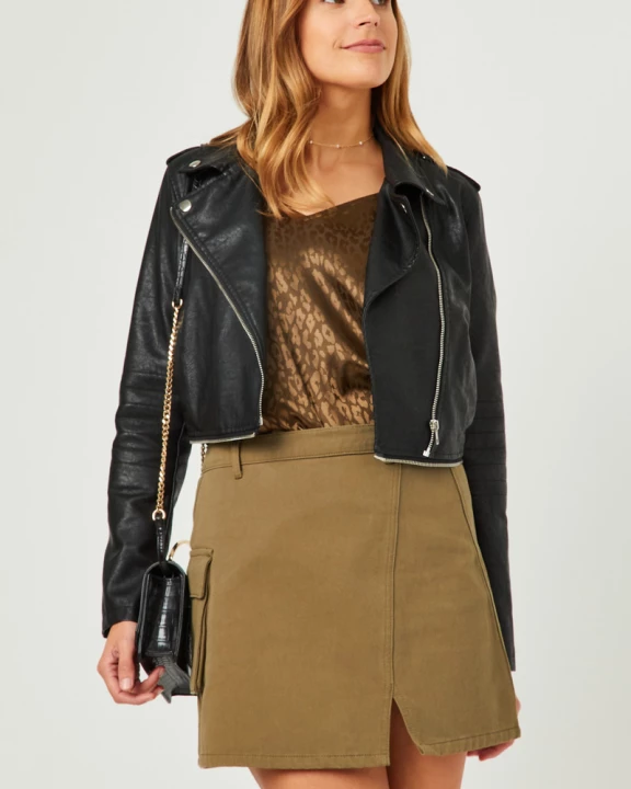 Womens Overdye Washed Wrap Cargo Skirt