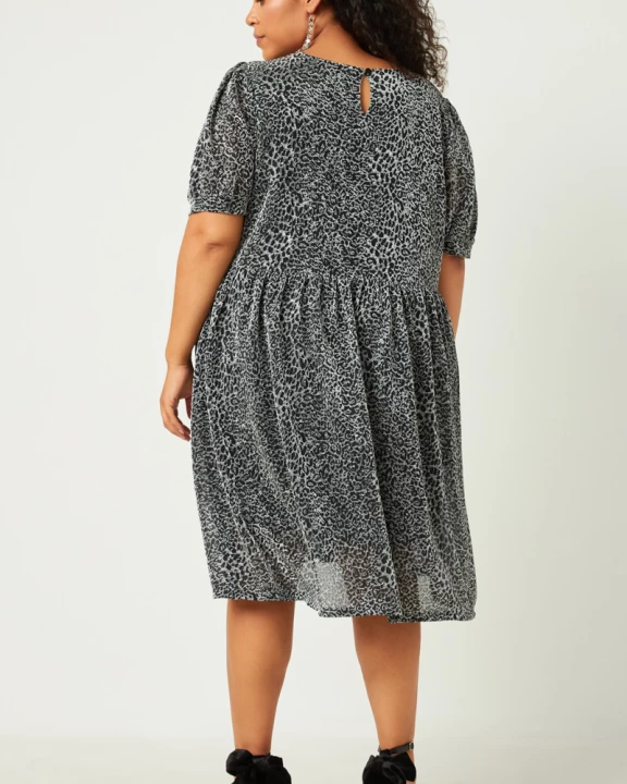 Plus Metallic Animal Print Knit Dress