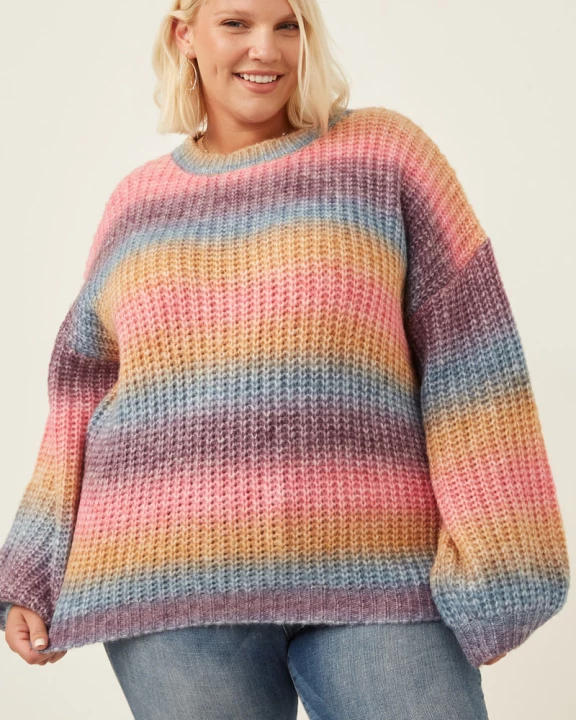 Plus Ombre Striped Chunky Knit Sweater