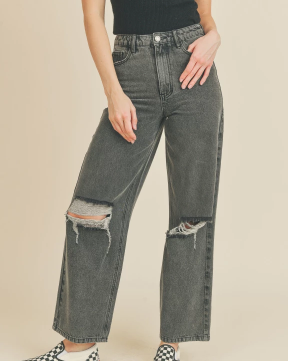 Rips Black Wide Leg
