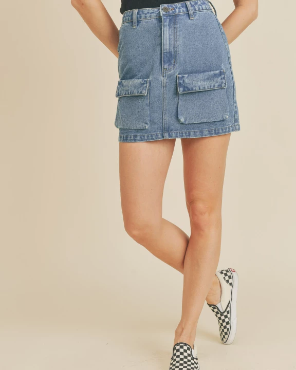 Vintage Wash Cargo A-Line Skirt