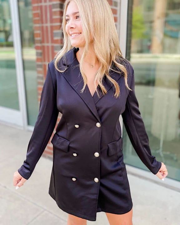 Be Noticed Black Blazer Dress