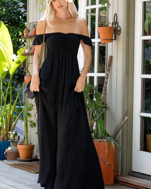 Ruffle Sleeve Smocked Maxi Dress