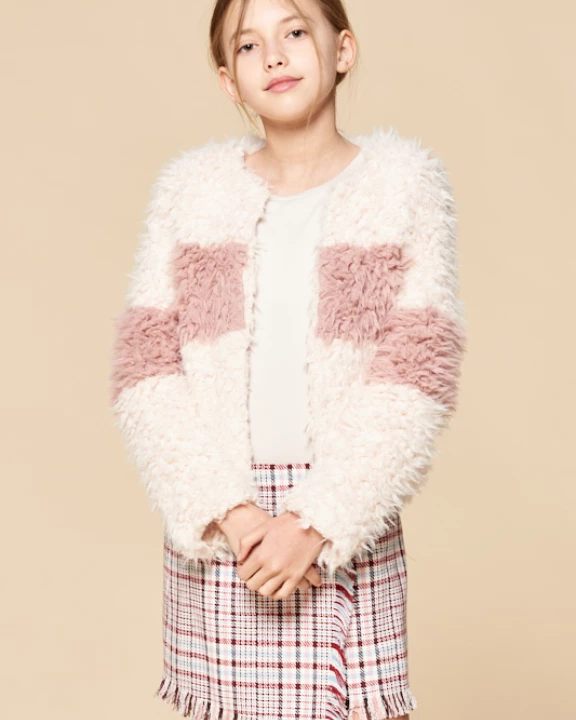 Faux Fur Color Block Jacket