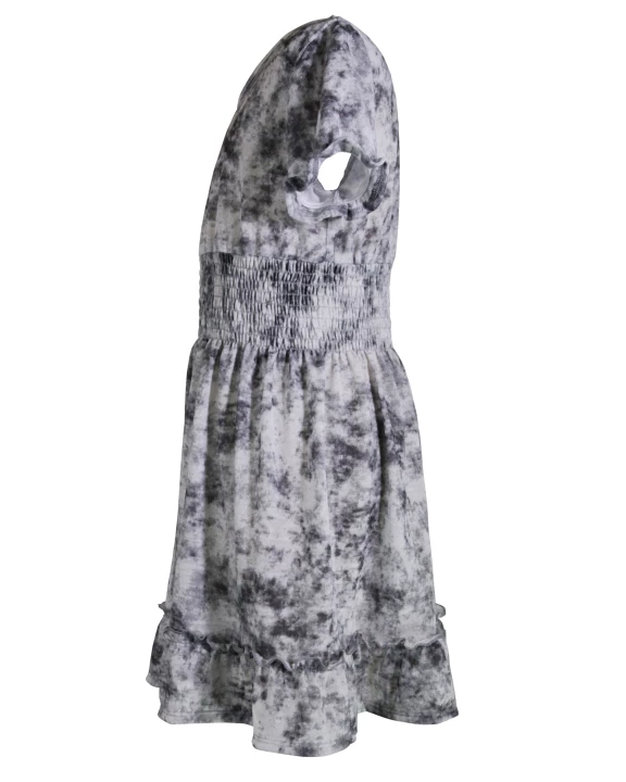 Bubble Short Sleeve Brushed Printed Dress