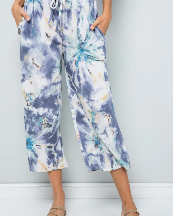 Tie Dye Cropped Wide Leg Pants