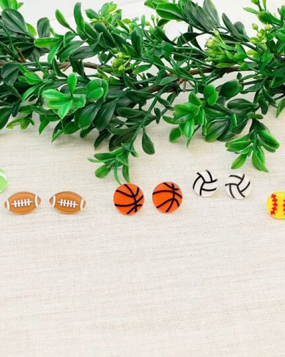 Glitter Acrylic Sports Stud Earrings