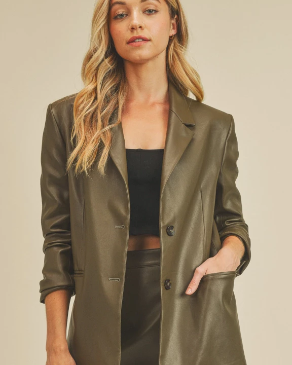 Pleather Pocket Blazer