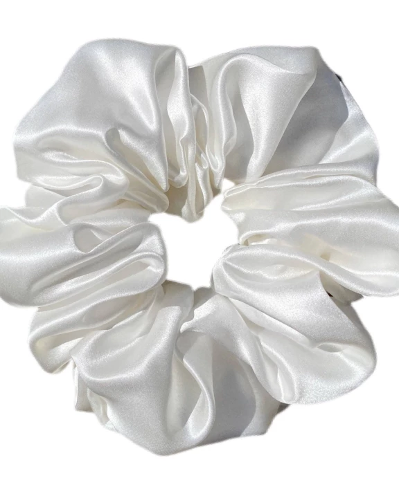 Organic XL Silk Scrunchie - White