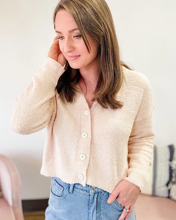 Mia Cream Cropped Cardigan
