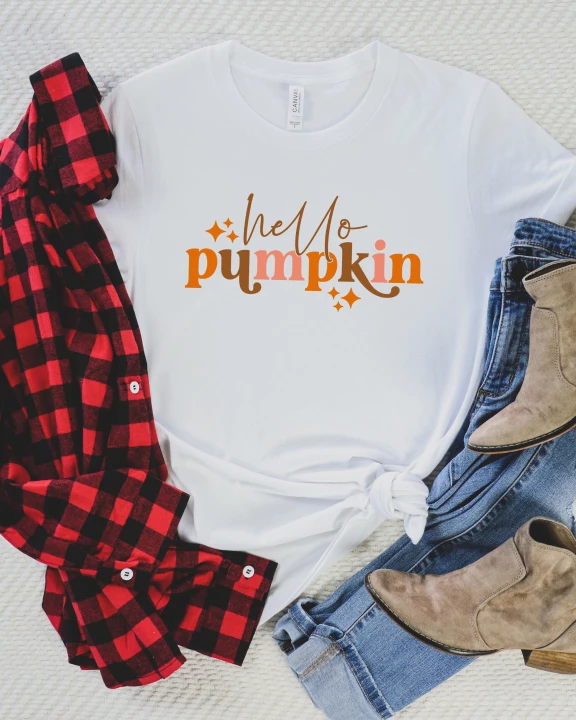 Hello Pumpkin Stars Short Sleeve Graphic Tee