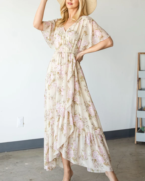 FLORAL WRAP MAXI DRESS