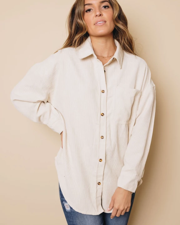 Hippen Corduroy Button Down Top