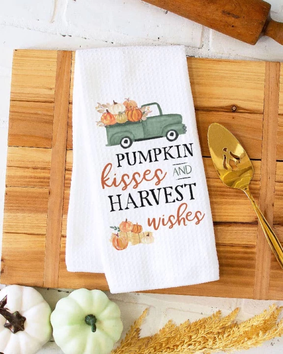 Pumpkin Harvest Kitchen Towel, Fall Dish Towel, Thanksgiving