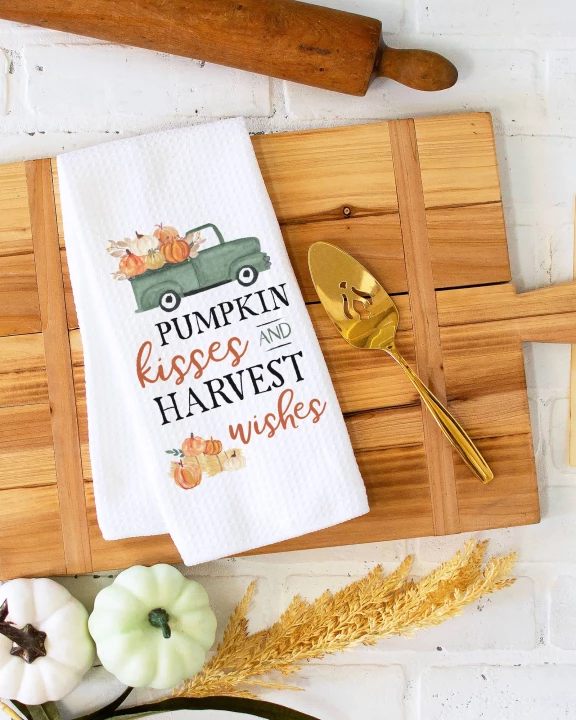 Pumpkin Harvest Kitchen Towel, Fall Dish Towel, Thanksgiving