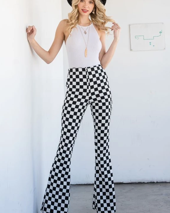 BLACK AND WHITE CHECKERED PANTS