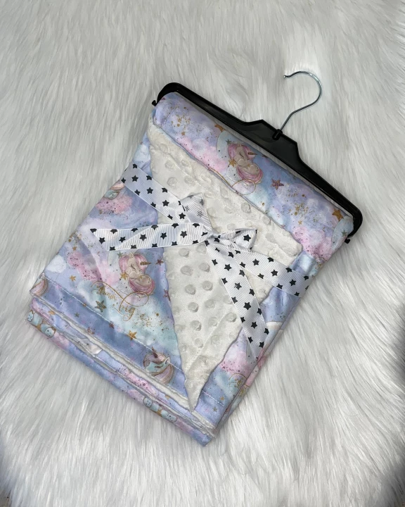 Minky Dot Plush Baby Blanket - Unicorn Dream Big
