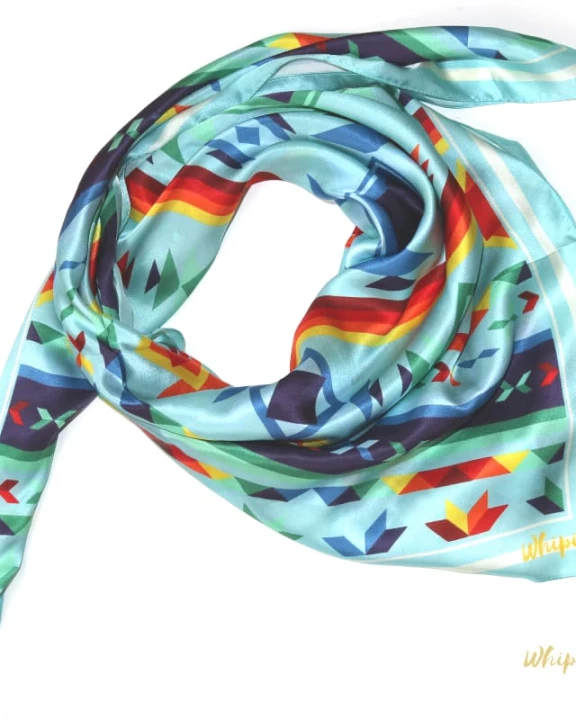 Turquoise Pendelton Print Silk Wild Rag